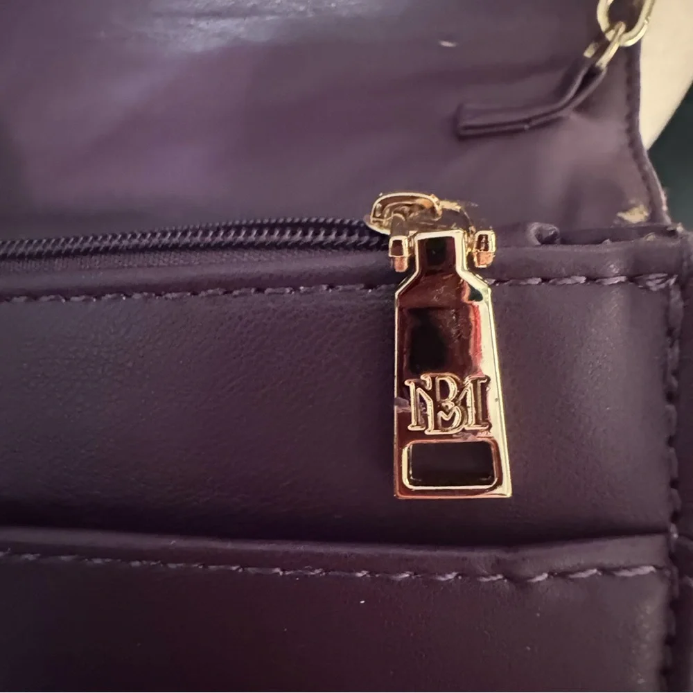 👜 Badgley Mischka Quilted Plum Crossbody | Studded Vegan Leather | NWT